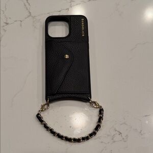 Bandolier Black Phone Case with Gold Chain